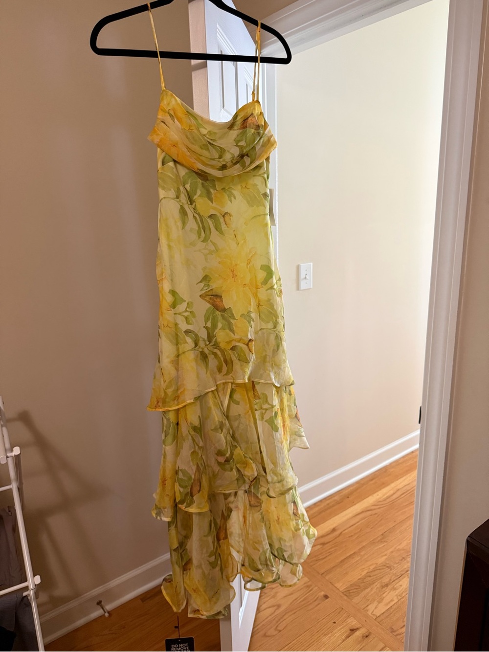 Astr Yellow & Green Floral Tiered Cowl Maxi Dress